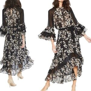 Misa Los Angeles Black Floral Long Sleeve Dress